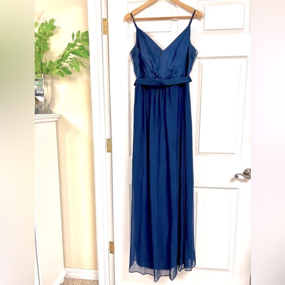 Vera Wang White Plus 14 Royal Blue Chiffon Sleeveless Bridesmaid Dress Maxi - Picture 2 of 8
